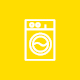 A yellow line drawing of a washing machine